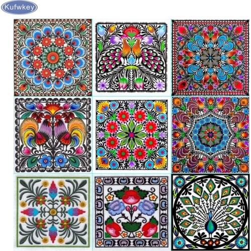 5D DIY Diamond Painting polish folk art Diamond Embroidery Cross Stitch Flower peacock Needlework Home Decorative Diamond mosaic