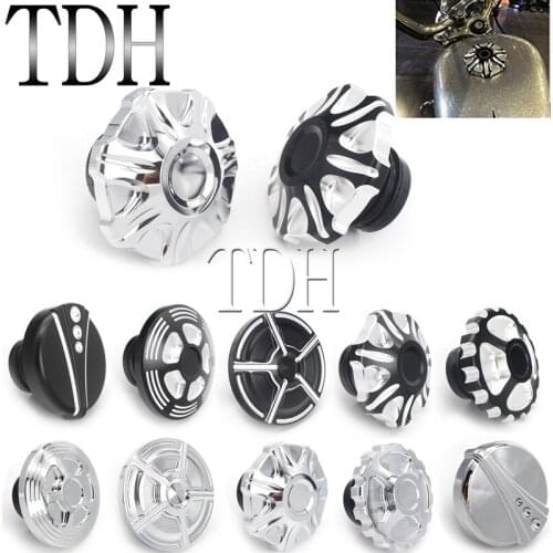 Motorcycle CNC Gas Fuel Tank Cap Filler Oil Cover For Harley Sportster XL 883 1200 48 Softail Dyna Road King Touring FXD 94-UP