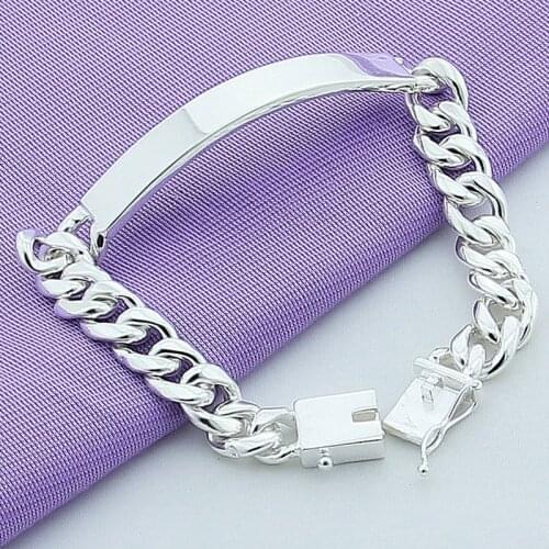 Mens Bracelet Fashion 925 Silver Jewelry Classic 10mm 20cm Link Chain Bracelet For Women Men High Quality