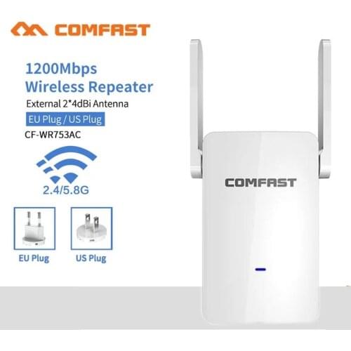 Comfast 1200Mbps Wi-fi Extender Repeater Access Point AP Wifi Signal 2.4/5G Wireless External Antenna Repeater CF-WR753AC