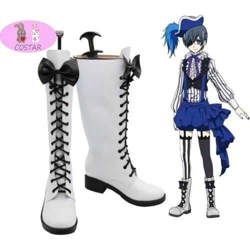 COSTAR Anime Kuroshitsuji Black Butler Boots Book of Circus Cosplay Boots Ciel Phantomhive Cosplay Shoes