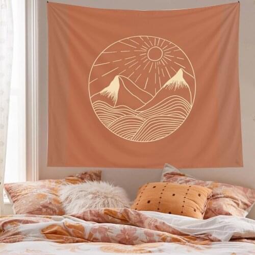 Living Room Dorm Decor background cloth Psychedelic Sunset Tapestry Wall Hanging Sun Moon Abstract Mountains Art Hanging cloth