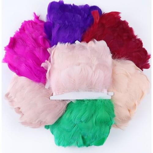 1 Yard Dyed Various Natural Geese feather trim fringe Decorative feather ribbon 8-10cm Diy for crafts Wedding Dress Accessory