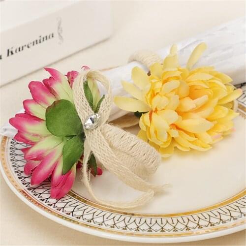 4PCS Artificial Flower Napkin Buckles High-quality Napkin Ring For Bar Restaurant Christmas Party Dinner Valentines Day Decor