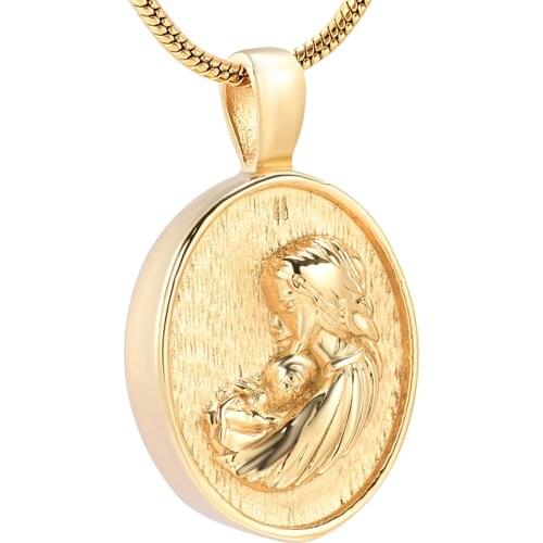 JJ001 NEW Product - Mother&Child Forever Love OVal Shape Stainless Steel Memorial Urn Jewelry Hold Cremation Ashes Necklace