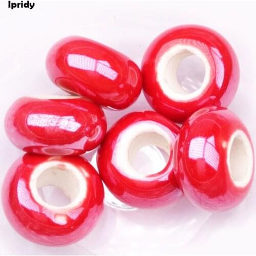 20Pcs/lot Ceramic Large Hole Beads with Plating light No Brass core,Porcelain Item Jewelry Accessories, Fit Charms Bracelet