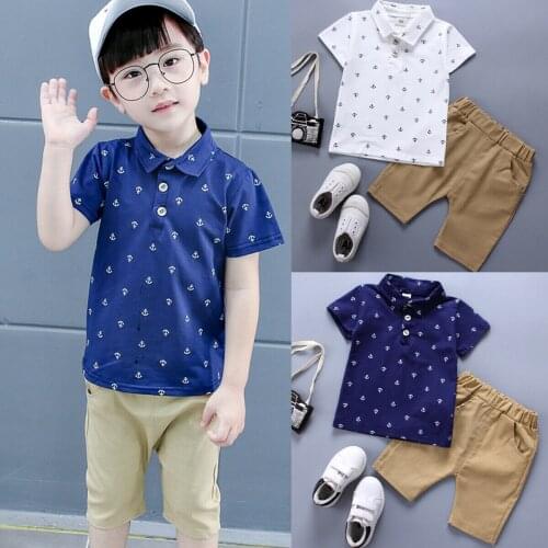 Hot Infant Baby Boys Kids 2Pcs Sets Short Sleeve Print Cotton Summer Trouser SuitT-shirt Tops + Shorts Pants Casual Outfits Set