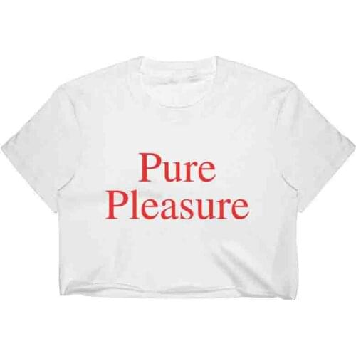 Skuggnas New Arrival Pure Pleasure Crop T-shirt Crop Tee Cropped Tops Short Sleeve Fashion Tumblr t shirt Cropped Tees Drop Ship