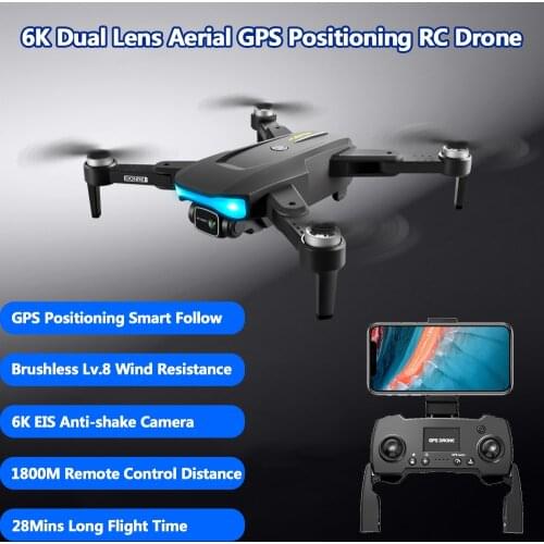 6K HD Aerial GPS Smart Follow RC Drone Brushless Dual Camera 5G WIFI EIS Anti-shake 1800M 28Mins Safety Return FPV RC Quadcopter