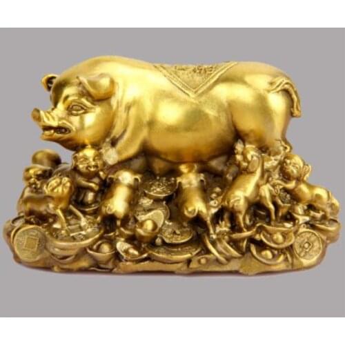 Copper carving craft gifts animal trick pig Zodiac Iwanjai Wan Martin Zodiac animal boutique home Decoration doll wedding