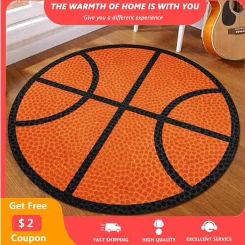 Cartoon Basketball Print Rugs Non-Slip Washable Kid Playing Mats Bedroom Computer Desk Table Entrance Carpet Drop Shipping tapis