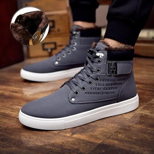 Winter shoes men snow boots 2021 lace-up autumn winter ankle boots men shoes round toe man shoes platform