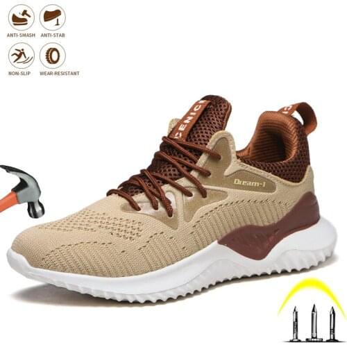Mens Fashion Safety Work Shoes Anti-smashing Steel Toe Cap Boots Anti-puncture Lightweight Comfort Protection Breathable Boot
