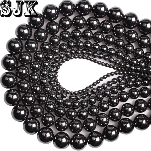 Natural Stone Black Hematite Round Loose Beads For Jewelry Charms Bracelet Necklace Making 2 3 4 6 10 8 10 12 14 16 18 20mm