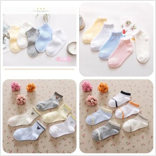 0-12Years Children Socks Summer Mesh Breathable Baby Boys Sport Sock 5pairs/Lot Stripe Cotton Girls Ankle Hose Anklets Kids Sox