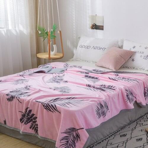 Pink leaves High Quality Super Soft Blanket Solid Color Blanket Coral Fleece Comfortable Sleeping Bed Home 200x230cm Bed Sofa