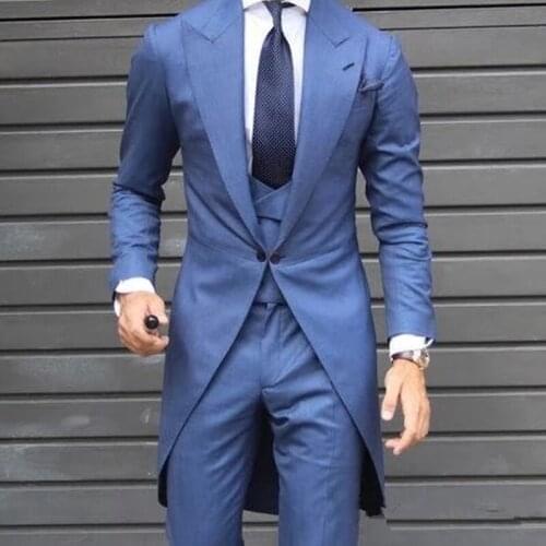 Autumn Fashion Customized Classic Long Tail Mens Suit Tuxedo Groom Wedding Ball Party Dress 2 Pieces (Jacket + Vest + Pants)