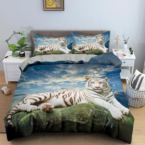 Tiger Duvet Cover Soft Comforter Cover Animal Bedding Set Tiger Pattern Quilt Cover for Bedroom Decorative 2/3Pcs Bedclothes