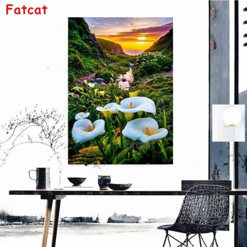 Sale Scenery Full Square Round Drill 5D Diy Diamond Painting Flower Calla Lily Mosaic Rhinestone Embroidery Kits Wall Art PP1394