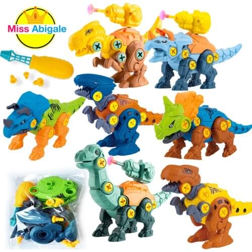 DIY Disassembly Dinosaur Model Toy Set Screw Nut Assembly Plastic Blocks Early Educational Toys For Children Kids Baby Gift