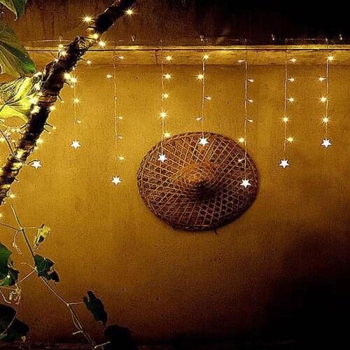 3M Christmas Icicle Light With Star Drop 0.3-0.7M Curtain Light Decoration For The Windows String LED Fairy Holiday Light