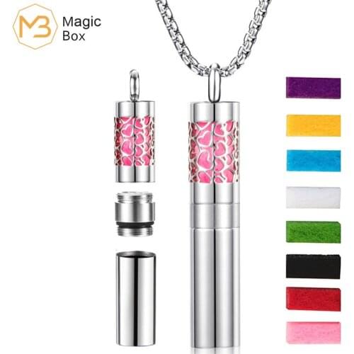 Silver Color Round Essential Oil Diffuser lover Necklace 316L Stainless Steel Aromatherapy Diffuser Pendants Women