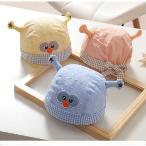 Spring and Autumn Korean Baby Hat 1-6 Months Baby Hat Pirate Hat Head Guard Cartoon Cute Breathable Owl Tire Hat Childrens Hat