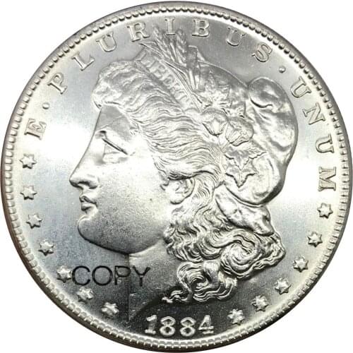 United States of America 1884 o 1 One Dollar Morgan Dollar Cupronickel Silver Plated Copy Coins