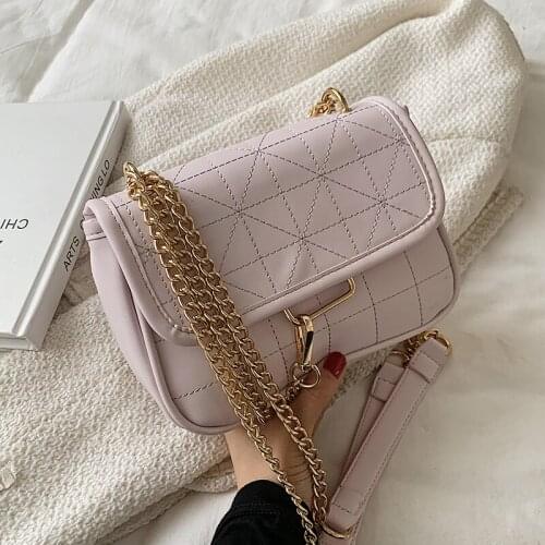 Lingge PU Leather Crossbody Bags for Women 2021 Chain Design Shoulder Simple Lady Small Handbags Luxury Trends Good Quality