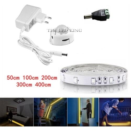 Wireless DC12V LED Strip Motion Sensor Light Auto ON/OFF Flexible LED Tape 1M 2M 3M 4M 5M10M SMD2835 Bed light with power supply