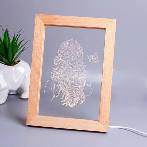 LED Photo Frame Night3D Light Photo Frame Abstract Illusion LED Table Lamps For Bedroom Living Room Art Decor Christmas Valenti
