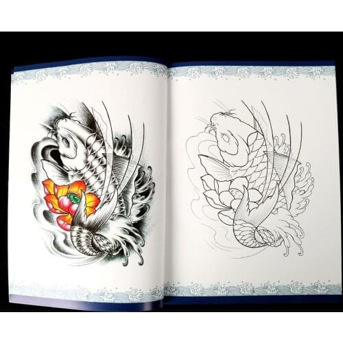 New Tattoo Book Manuscript Full Cover The Patterns of The Fish Traditional Design Fit for Body Art Tattoo Accessories Supply