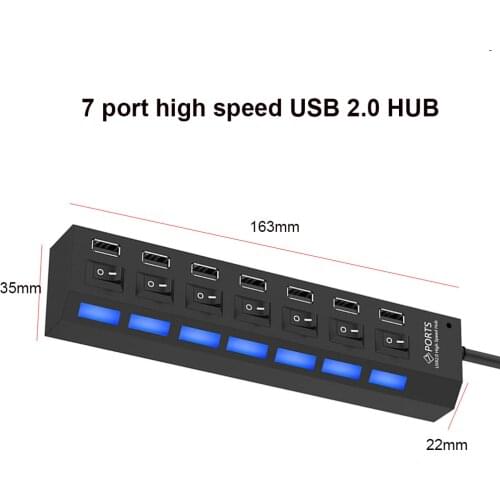 USB HUB2.0 HUB USB Splitter Multi USB 2.0 HUB USB2.0 4/ 7 Port Multiport Hub PC Accessories With Power Adapter for Computer