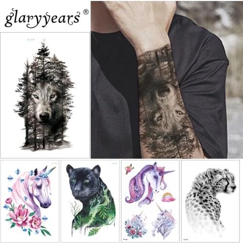 Glaryyears 15*21cm Temporary Tattoo Sticker Hot Fake Tatoo Animals And Plants Flash Tatto Waterproof Small Body Art Men Women