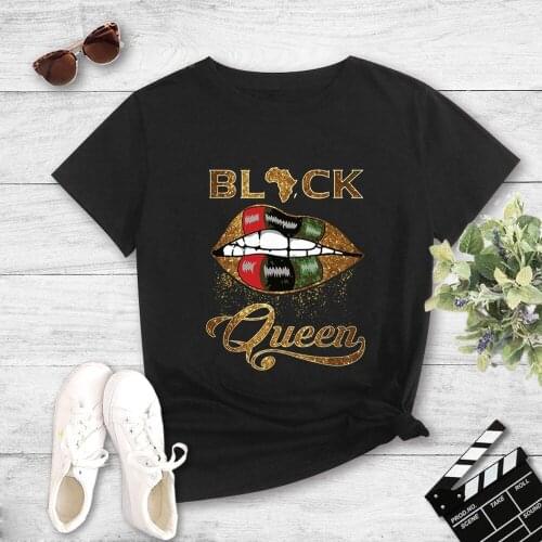 Y2k Aesthetic Summer Plus Size Short-sleeved T-shirt Female Black Queen Lip Print Graphic T Shirts