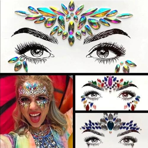Womens Fashion Crystal Eye Sticker For Party Club Styling Tool 3D Bohemia Handpicked Face Jewelry Flash Eye Decoration Cosmetic