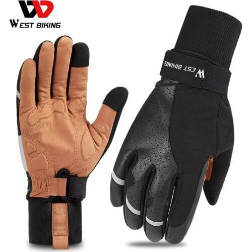 WEST BIKING Winter Cycling Gloves Windproof Thermal Waterproof Gloves Touch Screen Anti slip Bike MTB Skiing Motorcycle Riding