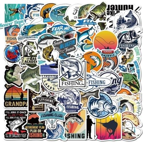 10/50pcs Funny Fisherman Go Fishing Stickers for Laptop Suitcase Freezer Vinyl Car-styling DIY Decoration Decals Car Sticker