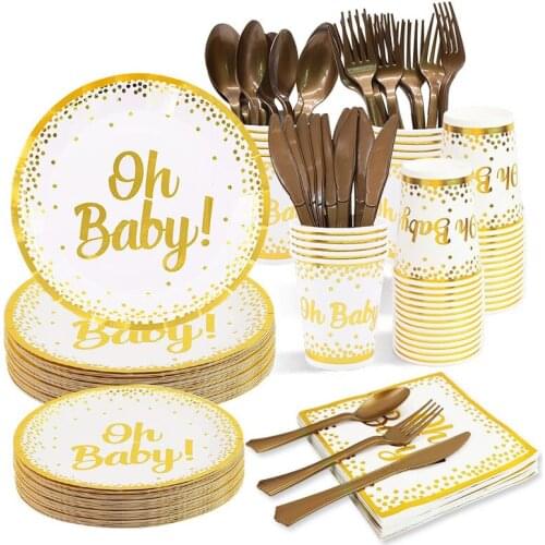 10 Pcs/lot Golden Disposable Tableware Set Birthday Party Wedding Party Disposable Tableware Set For Picnic