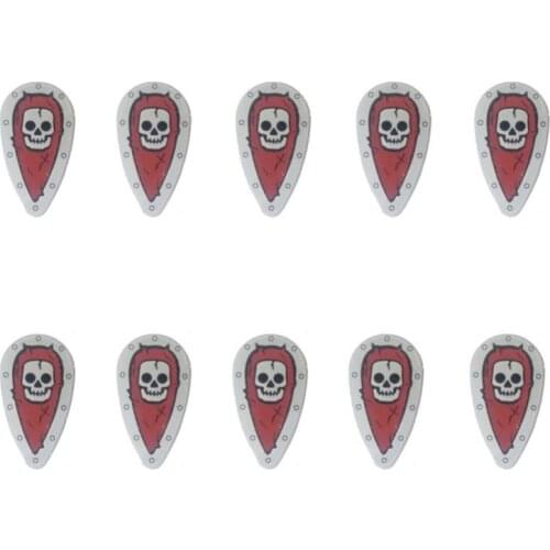 10pcs Printed Skeleton Shield Phantom Ninja Vest Weapon King Dragon Castle Knight crash helmet building block brick Size 3*1.5cm