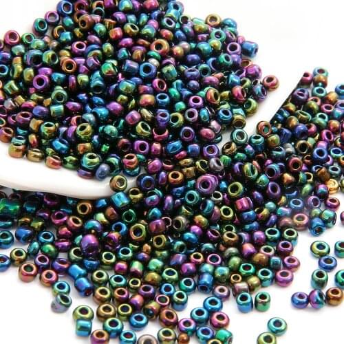 1000Pcs/pack 2mm 12/O Plated Glass Spacer Seed Beads Gold Round Opaque Cezch Glass Seed Bead Handmade Jewelry DIY Garment Beads