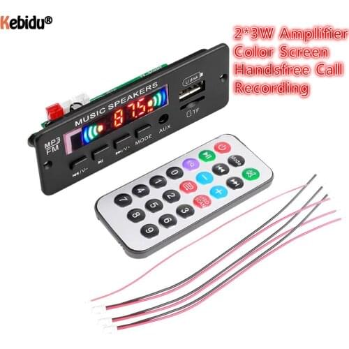 2*3W Amplifier 12V MP3 WMA Decoder Board Handsfree MP3 Player Car Audio Recording USB TF FM Radio Module with Remote Control