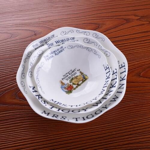 3PCS Rabbit Dinner Plates Ceramic cartoon Dining Plate Serving Dishes Round Plate Cake Tray Steak Tray Kitchen Plates dinnerware