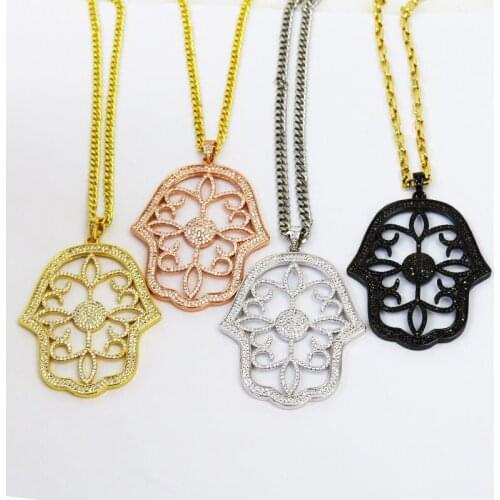 3Pcs Hanmsa Pendant necklace zirconia Flower necklace Zircon Pendant necklace Fashion Pedant necklace Gift 51628