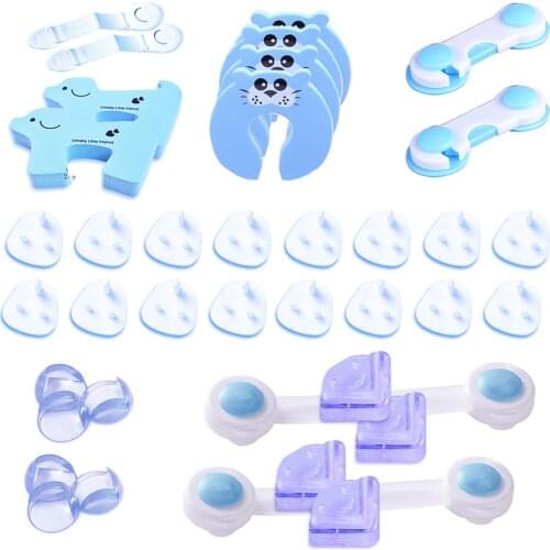38pcs Baby Safety Baby Proof Set Kids Child Safety Locks Baby Security Outlet Plugs Corner Protectors Thickened Door Stopper