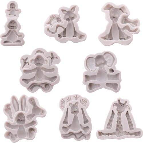 Animal 3D Silicone Cake Mold Fondant Chocolate Mold Lion Penguin Monkey Rabbit Cake Decorating Tools DIY Baking Soap Mould