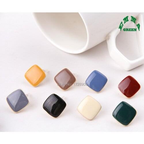 Earring Stud Earrings Jackets Enamel Square Cute Geometric Gold Charms for Women fashion Earrings making Findings 6 pcs