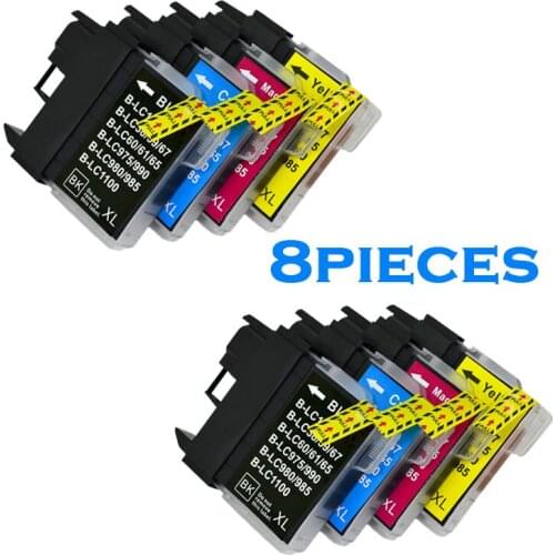 8pcs ink cartridge for Brother LC11 LC16 LC38 LC61 LC980 LC1100 DCP-385C DCP-390CN DCP-395CN DCP-535CN DCP-585CW Inkjet printers