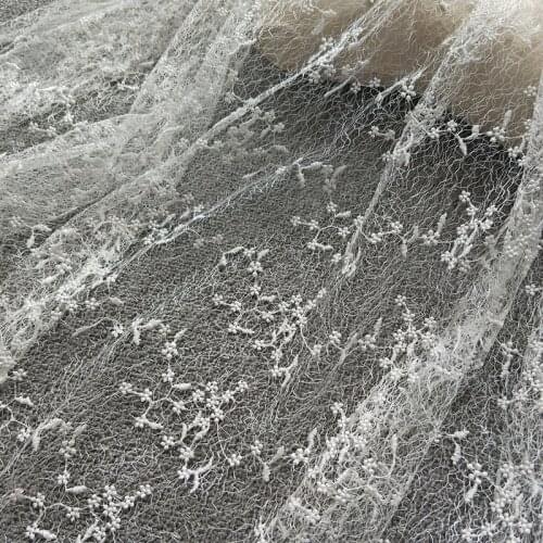 GLace 1Y/lot off white embroidery mesh small flower lace fabric for wedding dress headwear fashion TX1376