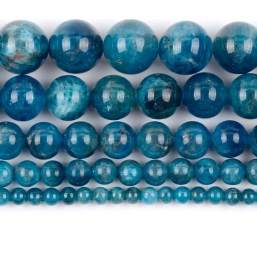 Natural A+ Blue Apatite Stone Round Loose Spacer Beads For Jewelry Making DIY Bracelet Handmade 6/8/10/12mm